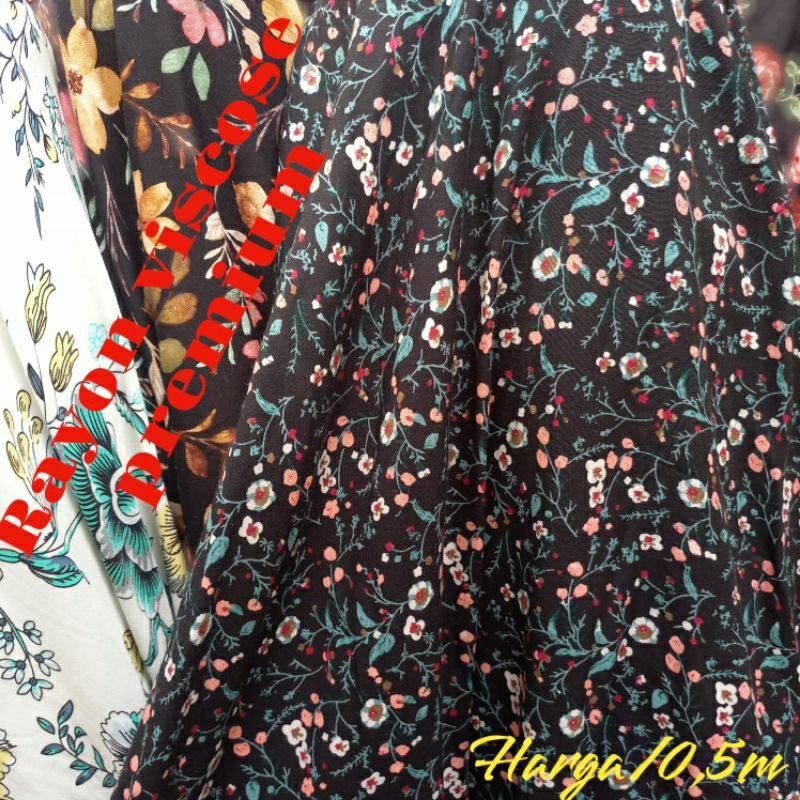 KAIN RAYON VISCOSE MOTIF BUNGA KECIL  - KAIN RAYON MOTIF BUNGA KECIL HARGA/0,5M