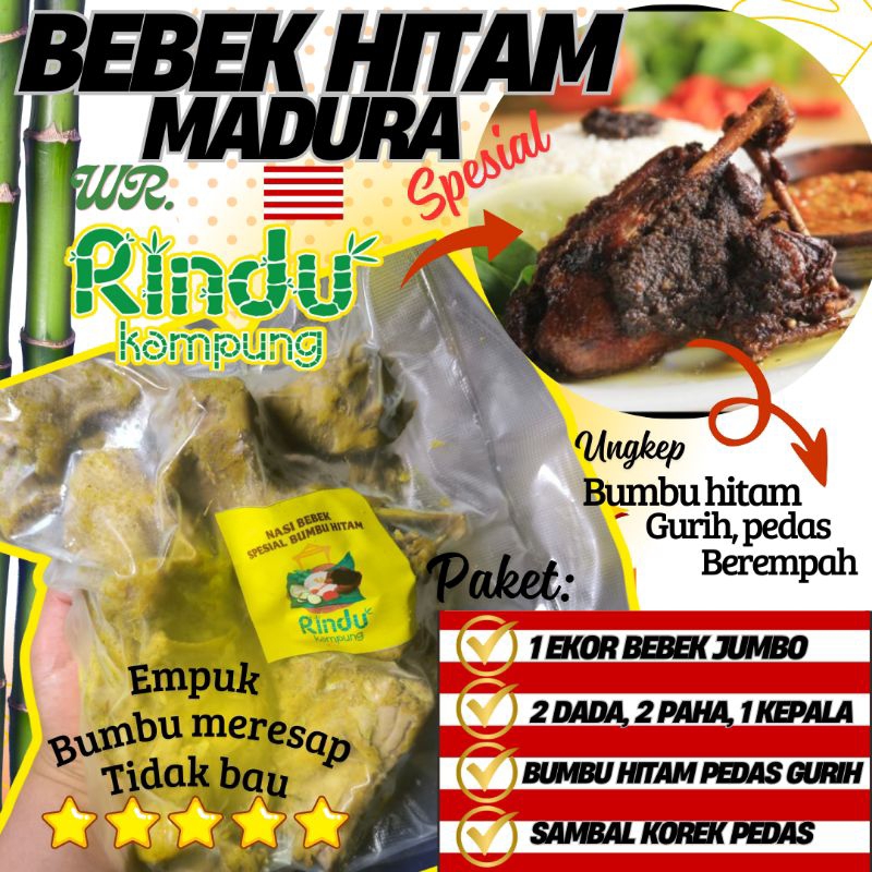 

Bebek Ungkep Bumbu Hitam Madura Rindu Kampung|Bebek Frozen Ungkep Jumbo Lengkap dg Bumbu Hitam dan Sambal Korek