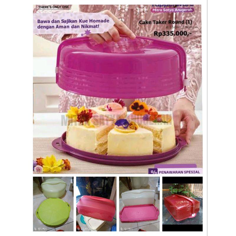 tempat bole kue lapis cake taker round ungu 2024 ori tupperware