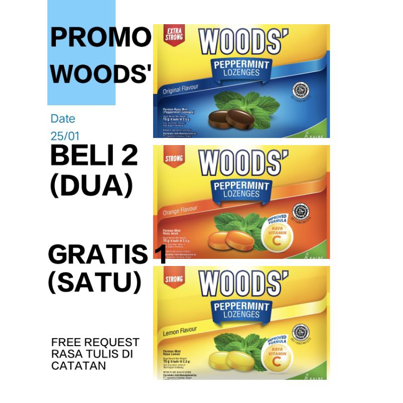 

WOODS PEPPERMINT PROMO BELI 2 GRATIS 1