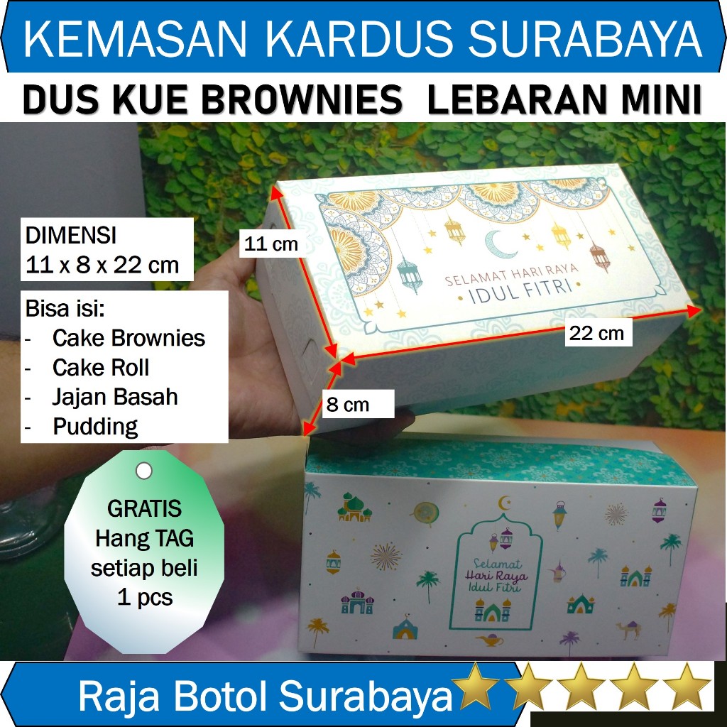 

Box Dus kotak Kue Lebaran 22 x 11 x 8 cm idul Fitri kardus hampers kue kering hantaran roti pastry brownies bolu free hang tag
