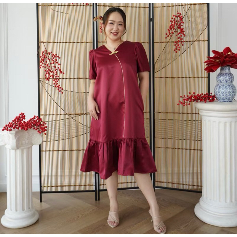 Maroon Cheongsam Dress