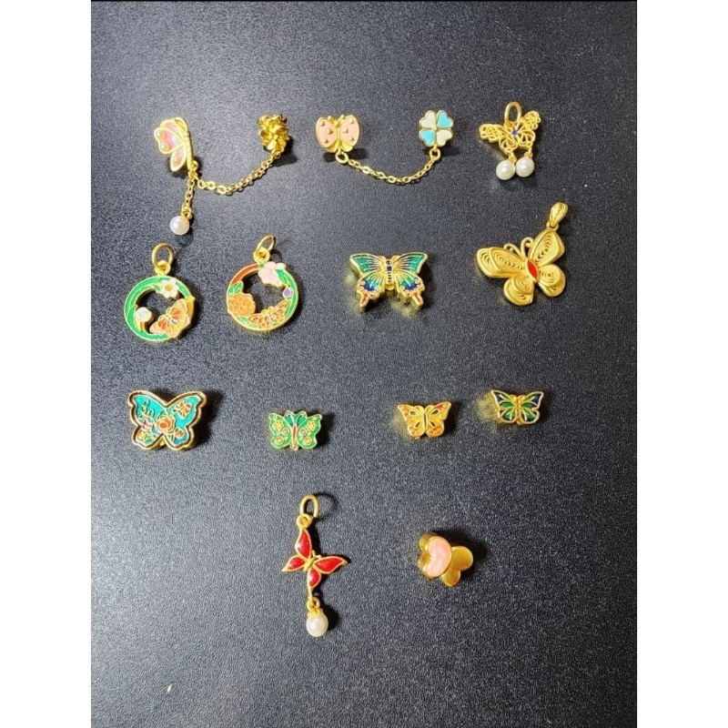 Kode BUTTERFLY - PADUAN EMAS / Sandgold S999 Charm / Liontin Anti Karat untuk Gelang Crystal / Gelan