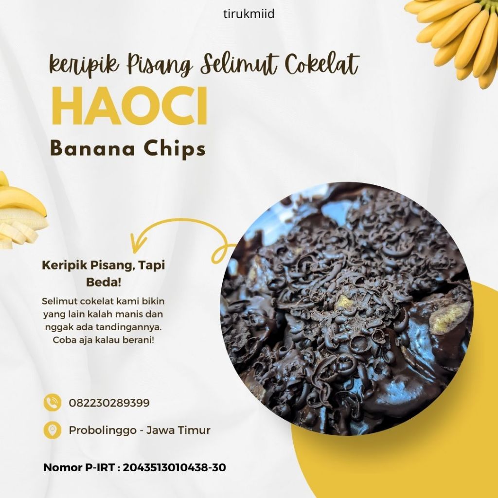 

Haoci Banana Chips Premium - Keripik Pisang Coklat Lumer 100gr