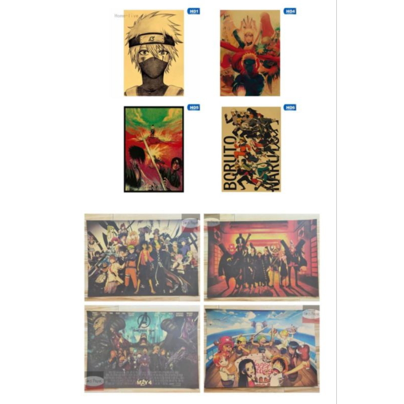 dekorasi poster pajangan dinding anime Naruto one piece