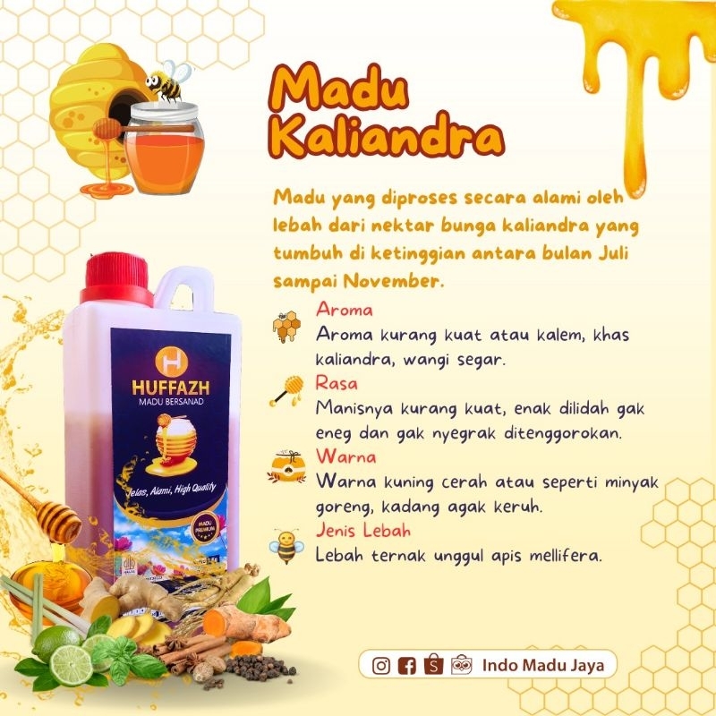 

Huffaz Madu Murani Aroma Rasa/nektar Kaliandra Warna Jenis Lebah