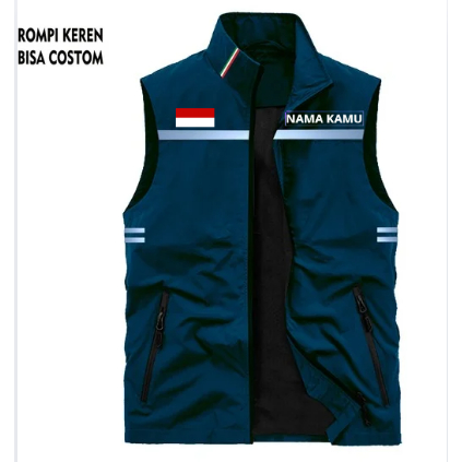 Rompi Vest Pria Wanita Custom Nama & Logo Design Sendiri | Rompi Kasual | Rompi Tactical Premium | R