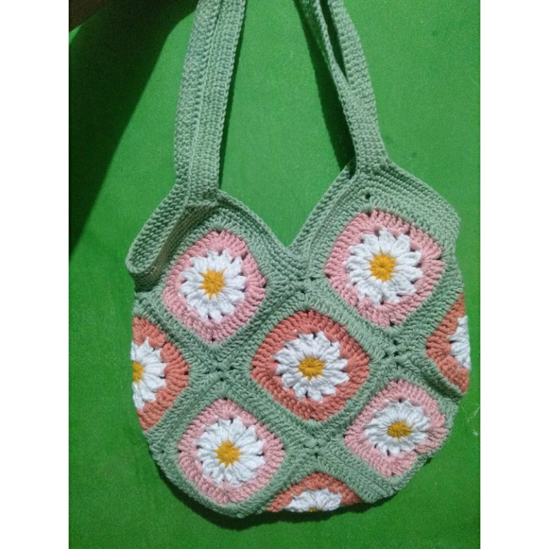 Tas rajut bunga Daisy