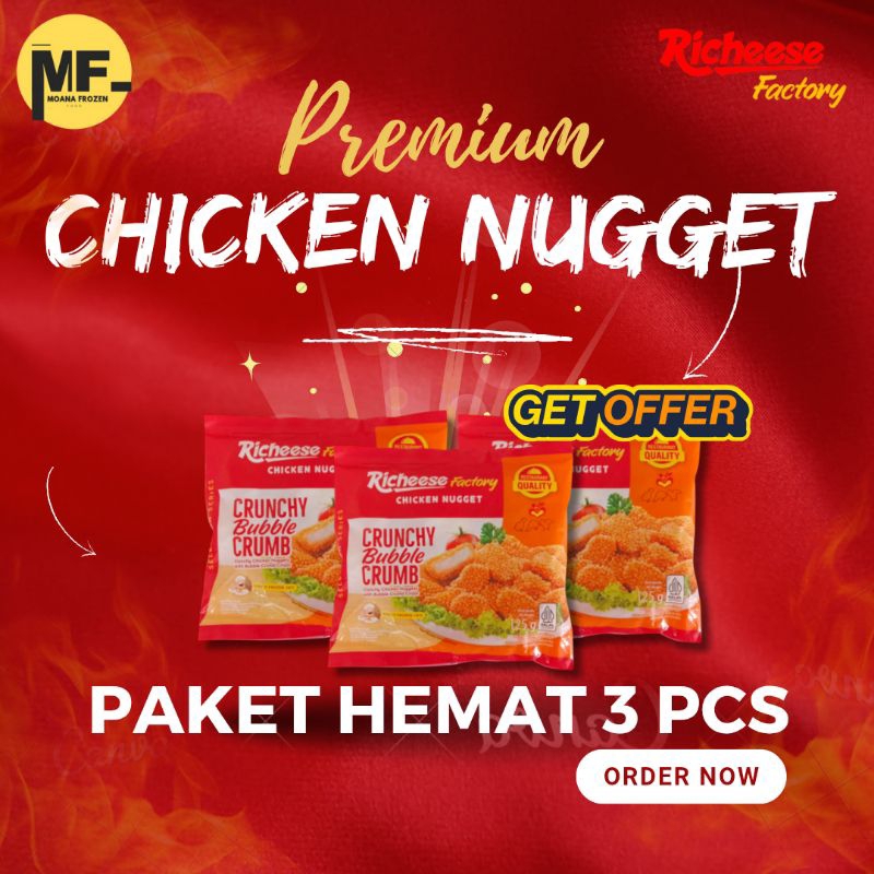 

Richcheese Factory Premium Chicken Nugget Paket Hemat 3 Pcs