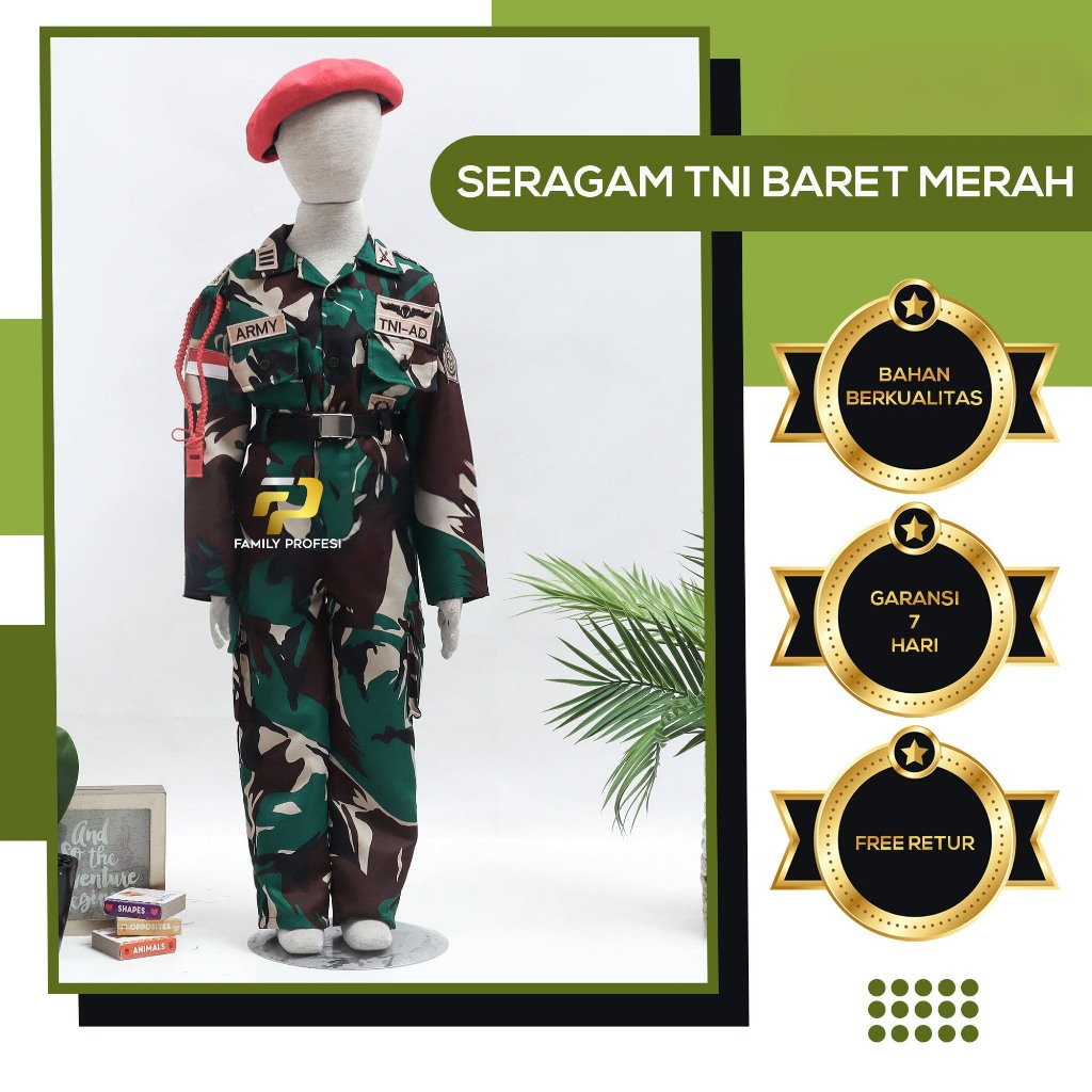 Baju Loreng Tentara Anak Kecil Laki Laki Perempuan Tni AD Seragam Sekolah Tk Usia 3 Sampai 7 Tahun