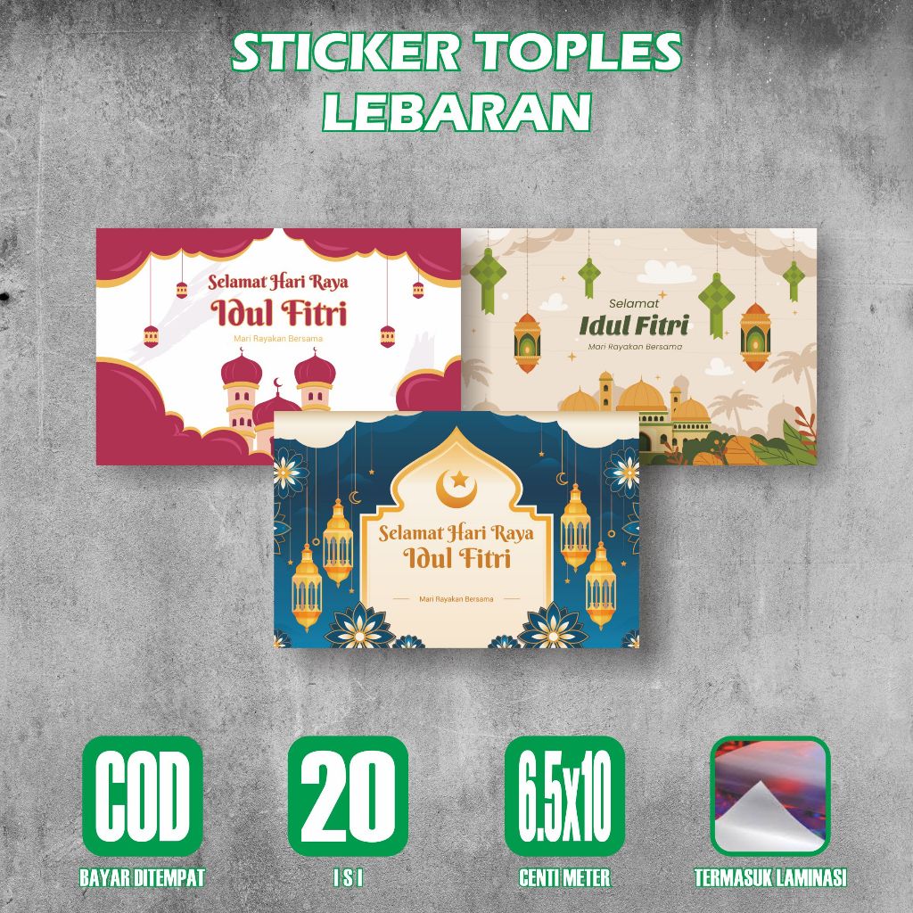 

20pcs Sticker Label Idul Fitri Ramadhan Toples Kue Cemilan Lebaran