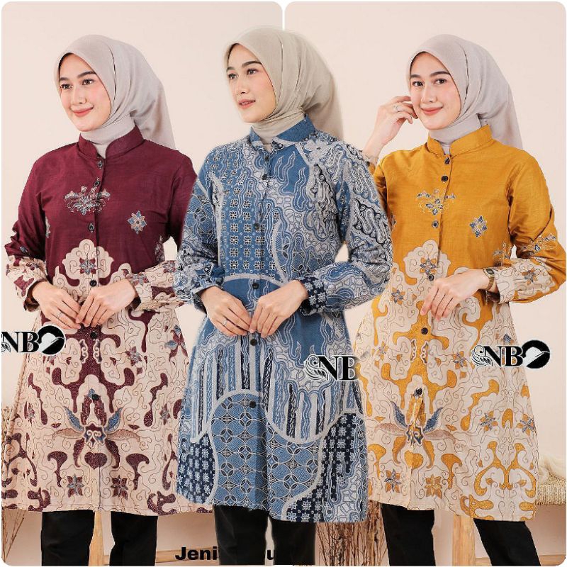 Tunic Batik Guru Modern | Atasan Tunik Batik | Baju Tunik Batik | Batik Wanita Seragam