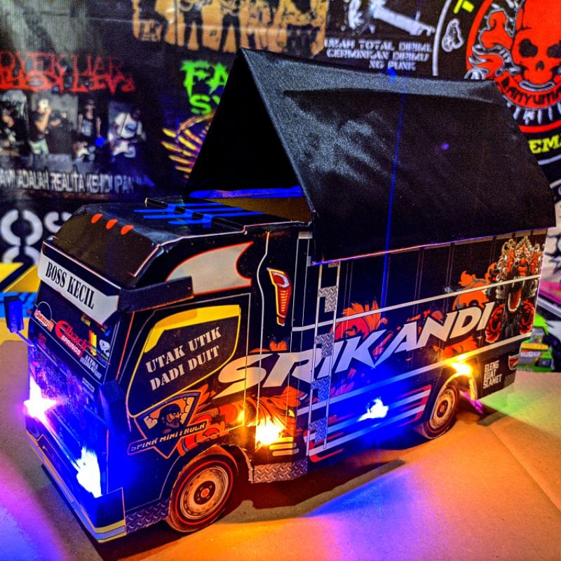 PROMO MURAH MINIATUR TRUK SRIKANDI FUL LAMPU KELAP KELIP 10 LED/MINIATUR TRUK MURAH/MINIATUR TRUK TE