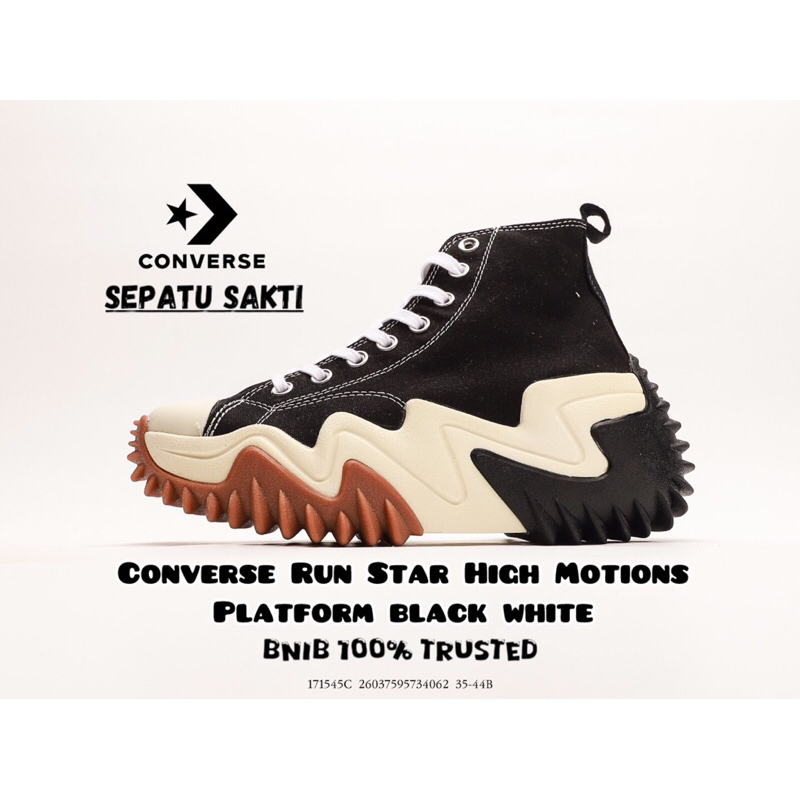 Sepatu Converse Run Star High Motion Platform Black White 171545C / Converse Wedges BNIB 100% Authen