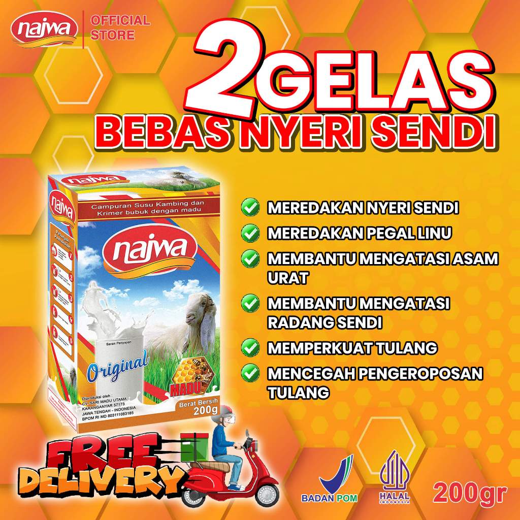 

Etawa Najwa Susu kambing etawa Bubuk plus madu Herbal Alami Untuk Meredakan Sakit Tulang dan Sendi