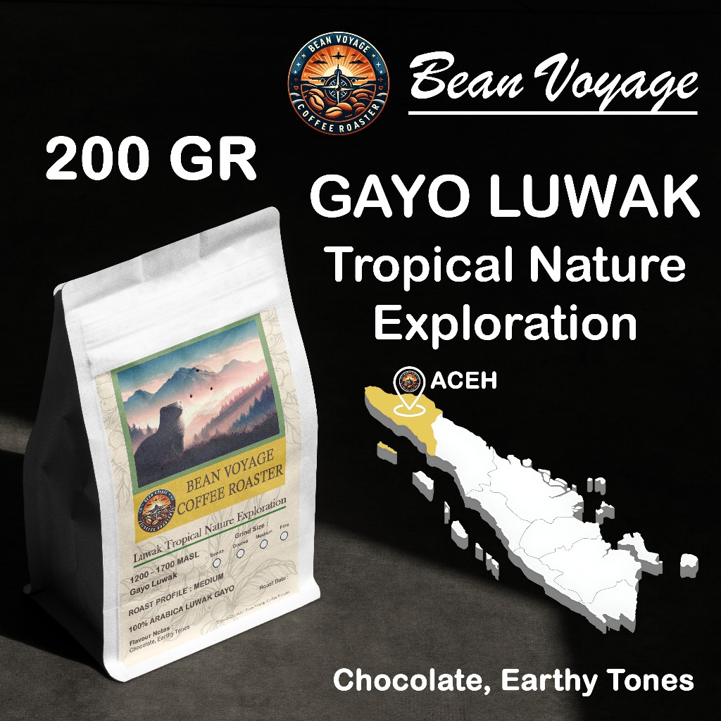 

Bean Voyage Biji Kopi Bubuk Arabika Luwak Liar Civet Specialty Roast Beans Full Arabica Coffee 200g