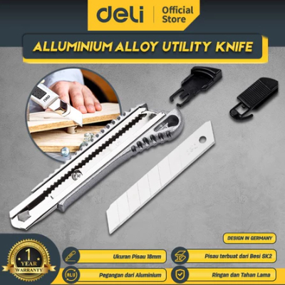

Deli Alluminium Alloy Utility Knife / Cutter Alumunium 18mm Pisau SK2 EDL4255 / DELITOOLS.STORE