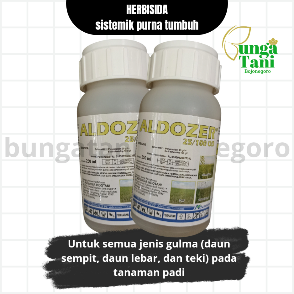 Herbisida Aldozer 25/100 OD 250ml/ untuk segala jenis rumput padi/ purna tumbuh/ dosis di atas topsh
