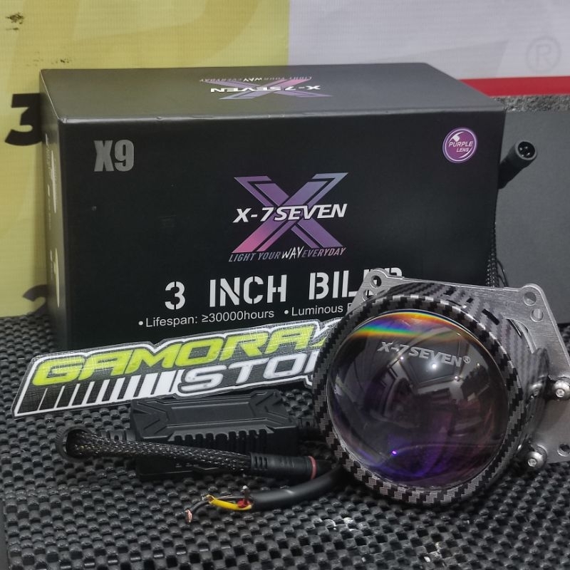 X-7SEVEN - ORIGINAL BILED PROJETOR X9 3 INCH HIGH POWER 100 WATT 10-24V BILED MOTOR MOBIL