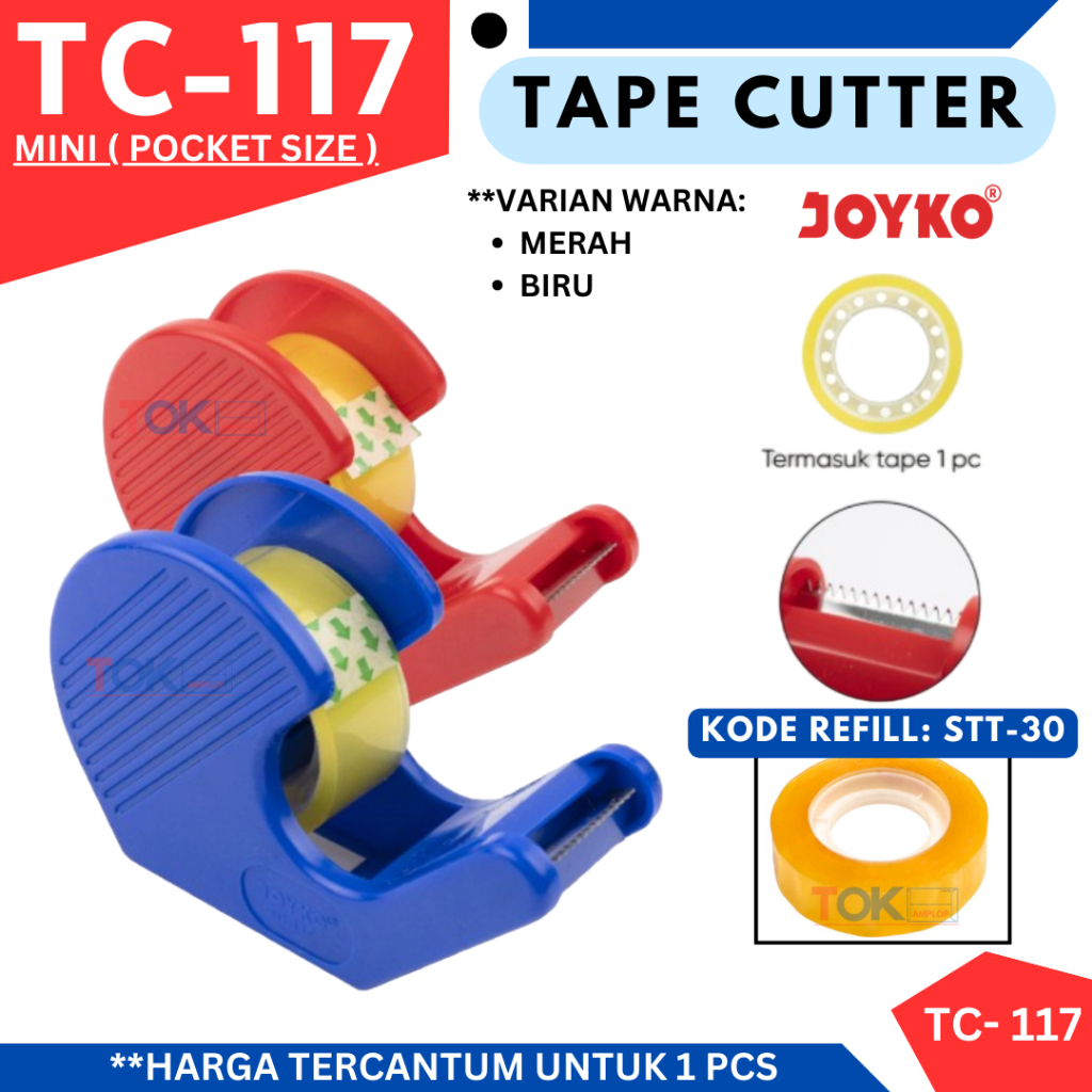 Tape Cutter Tape Dispenser Pemotong Pita Perekat Joyko TC-117 / DISPENSER SOLATIP MINI