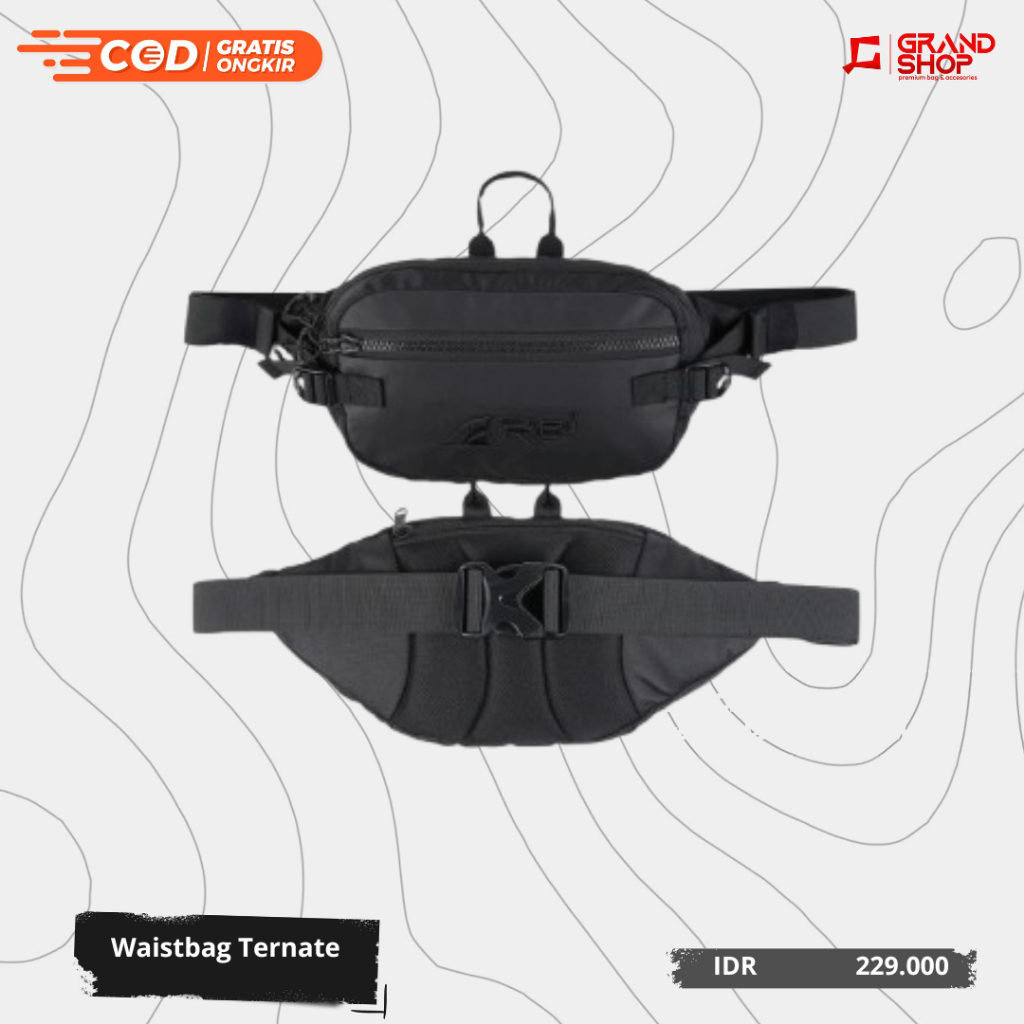 Tas Pinggang / Waist Bag Pria Ternate 1 Hitam Arei Outdoorgear