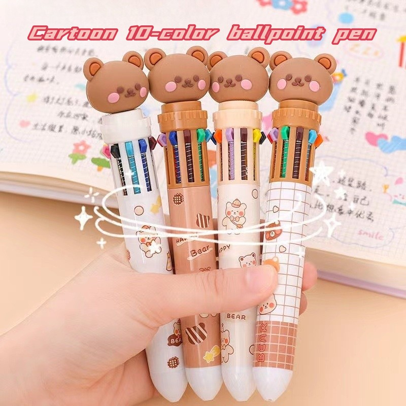 

1PC PULPEN 10 WARNA KARAKTER BERUANG LUCU / BOLPOIN 10 WARNA MOTIF TEDDY BEAR