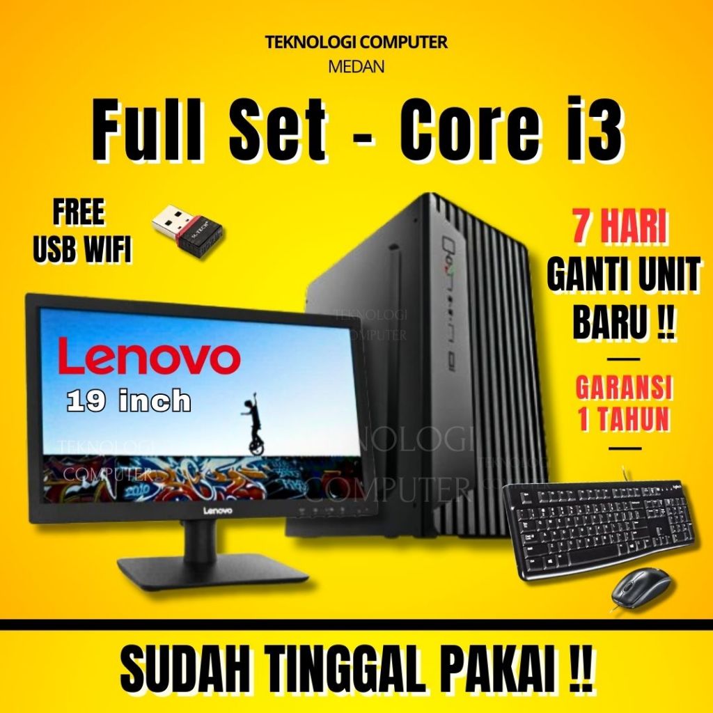 Core i3 ‖ Full Set 19" Lenovo ‖ Komputer Kantor Admin Sekolah ‖ CPU PC Rakitan