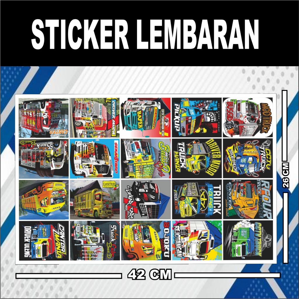 

Sticker Lembaran Gambar Bus Basuri isi 20 Pcs Gambar Bus Mania Telolet