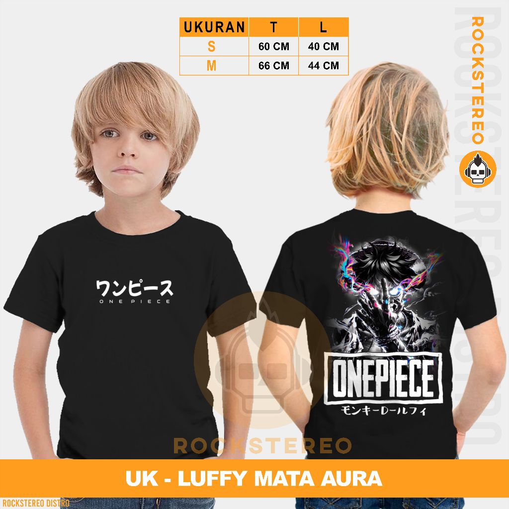 KAOS ANAK ANIME -[ ONE PIECE / ZORO / GEAR / NIKA ]-- LUFFY MATA AURA