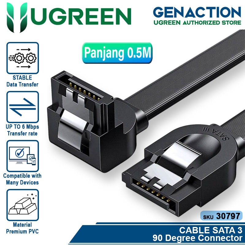 UGREEN Kabel Data Sata 3.0 6Gbps Right Angel Cable Harddisk HDD SSD