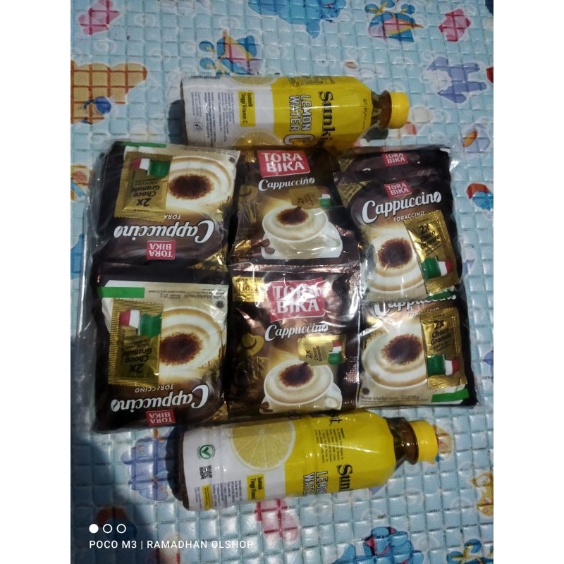 

Kopi Torabika Capuccino 1 pack isi 30 sachet gratis 2 botol Sunkist