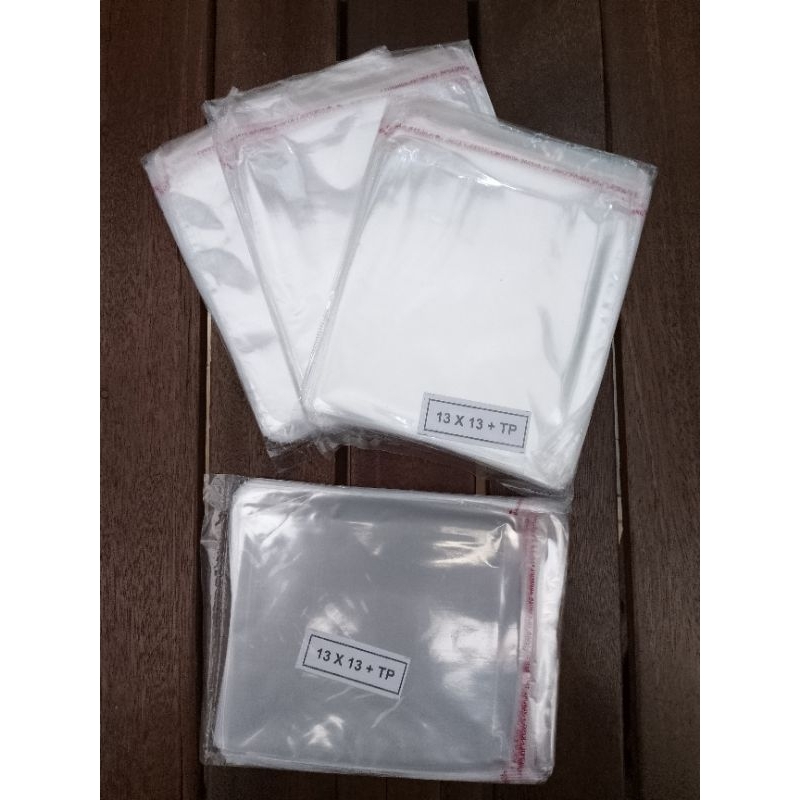 PLASTIK OPP 13x13 OPP PERSEGI BENING + SEAL ukuran 13x13 isi 100 lembar