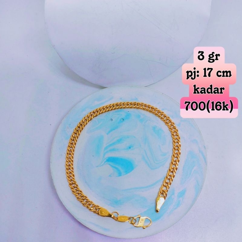 gelang emas model rantai hollow.mas kadar 700(16k)