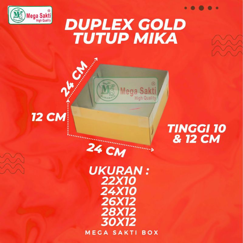 

(ISI 10 PCS) DOS / DUS DUPLEX GOLD TUTUP MIKA TINGGI 10 CM & TINGGI 12 CM, UK 22 CM, 24 CM, 26 CM, 28 CM, 30 CM /Karton Dus Box Hampers Kotak Makanan Box Cake