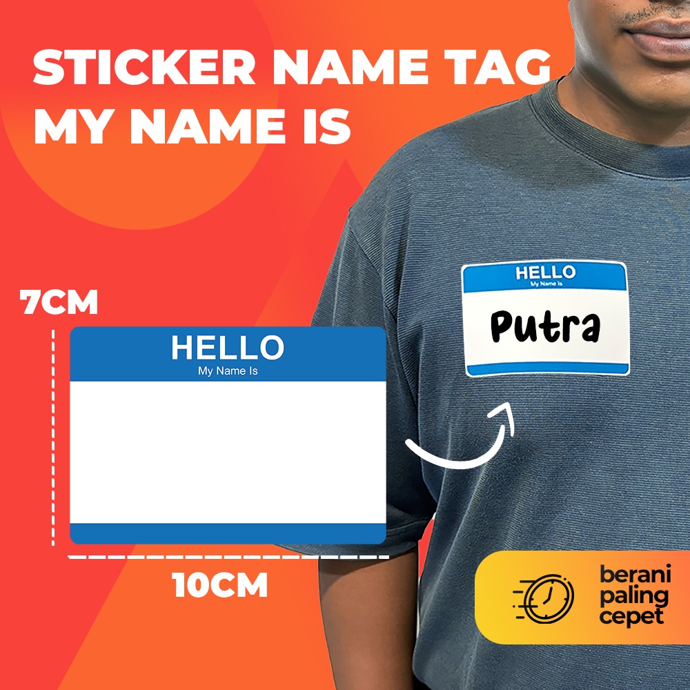 

Cetak Sticker Name Tag Hello My Name Is, Bisa Tulis Spidol, Sticker Nama Perkenalan