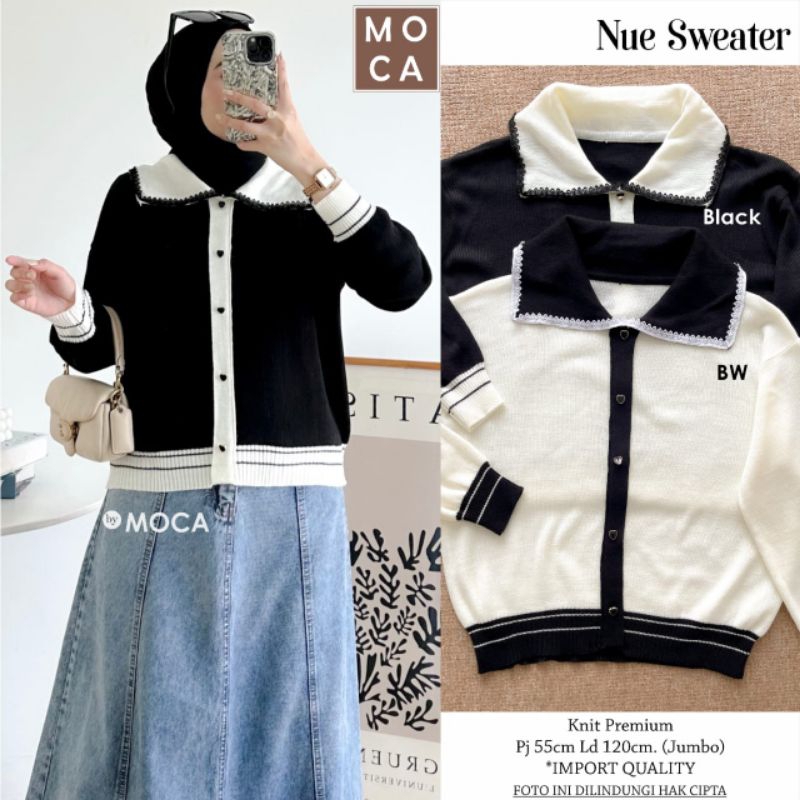 MOCA Nue Sweater Hitam Putih|Sweater/Cardi wanita terbaru 2025 JUMBO