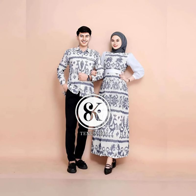 set couple tenun dress kemeja motif sumba kondangan Original tenun set couple keluarga tunangan prew