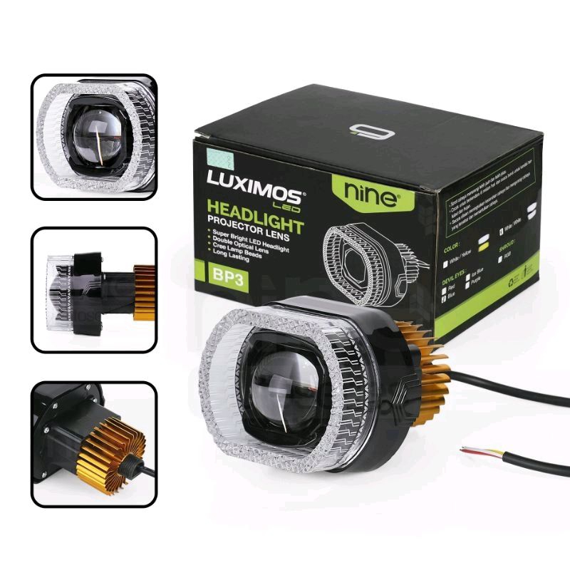 LAMPU LED PROJI KRISTAL 3 INCH DEVIL SHOURD RGB NINE LUXIMOS BP3 40 WATT