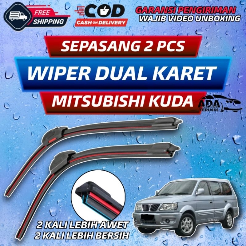 Wiper Dual Karet Mitsubishi Kuda Sepasang 2 Pcs Double Performance Wiper Kaca Mobil Mitsubishi Kuda 