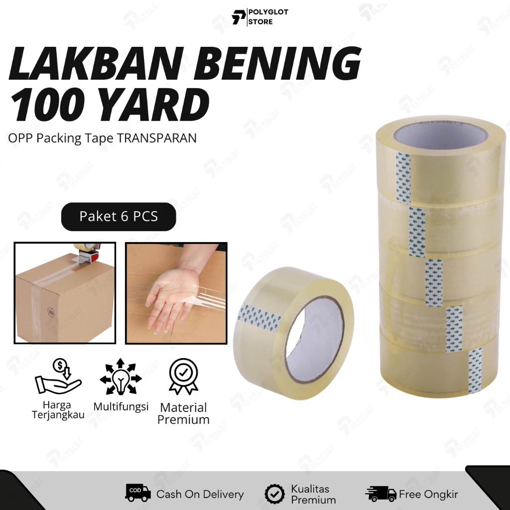 

Beli 6 Lebih Murah Lakban Bening 45mm x 100 Yard / Lakban Bening Ekonomis 70 Meter