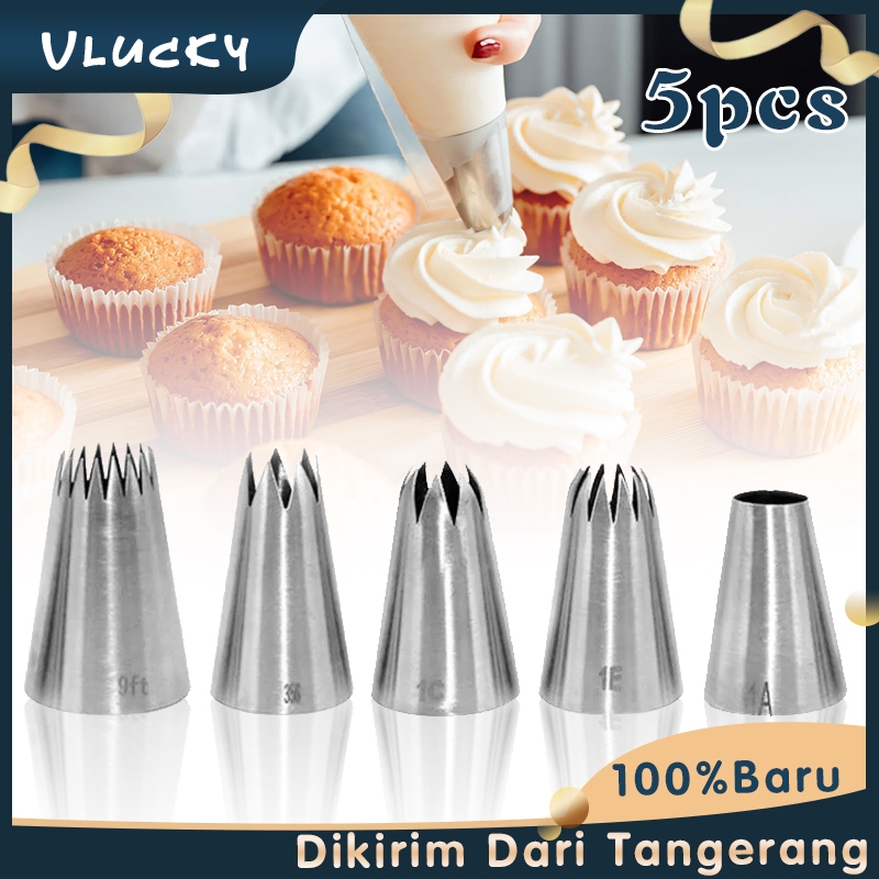 1 Set Spuit Cream Kue Isi 5 Kering Spuit Kue Kecil Ulang Tahun Nozzle Dekorasi