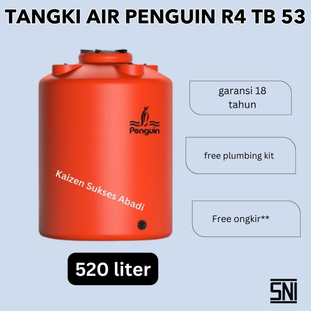 PREORDER 2 MINGGU tandon toren tangki air atas rumah plastik penguin R4 TB 53 volume 520 500 liter t