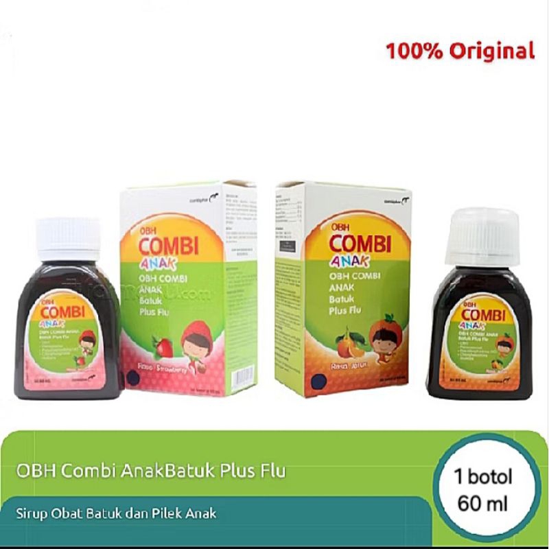OBH COMBI ANAK BATUK PLUS FLU 60 ml / OBH COMBI RASA JERUK DAN STOBERI MEREDAKAN BATUK DAN GEJALA FL