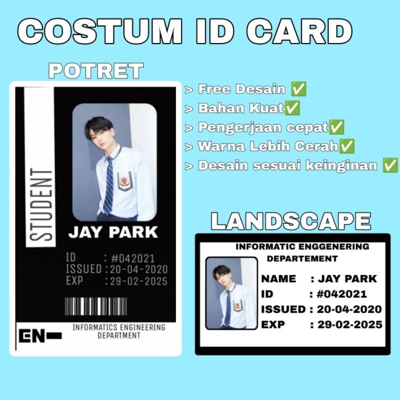 

CETAK ID CARD FOTO COSTUME DESAIN GRATIS!