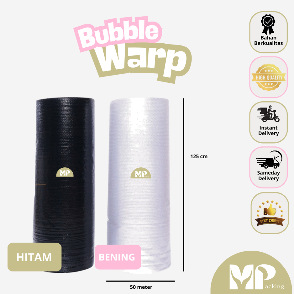

BUBBLE warp 125 x 50 m Grade A premium NON CORE