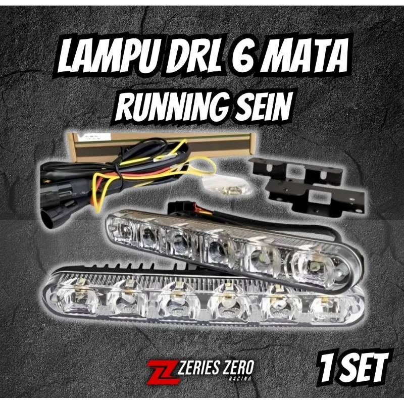 Lampu DRL 6 Mata Running Sein Mobil Universal Drl Running Light 1 Set
