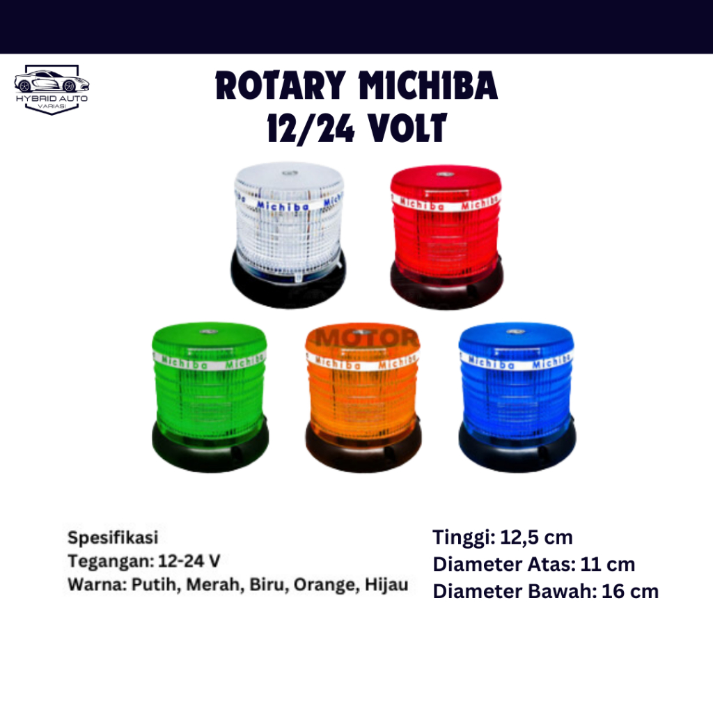 Lampu Truk Mobil Strobo Magnet 12-24 Volt Lampu Rotary Amber 1 pcs Michiba 331