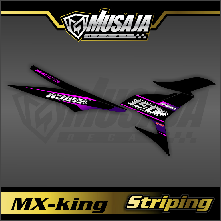 Decal Striping mx king hitam ungu pink - dekal transparan uv mx king