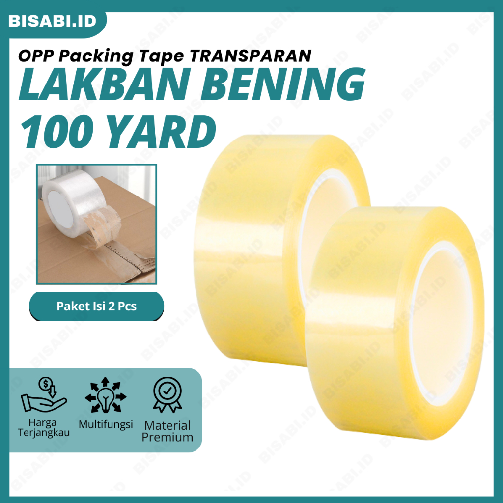 

GET 2 PCS - Lakban Bening 45mm x 70 Meter OPP Packing Tape 2" Inci 100 Yard