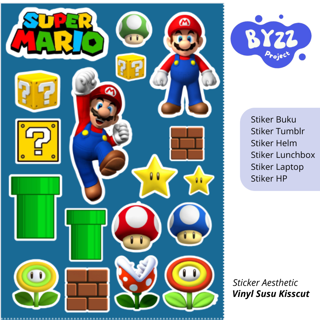 

BYZZ Stiker Aesthetic Vinyl Susu Kisscut Super Mario
